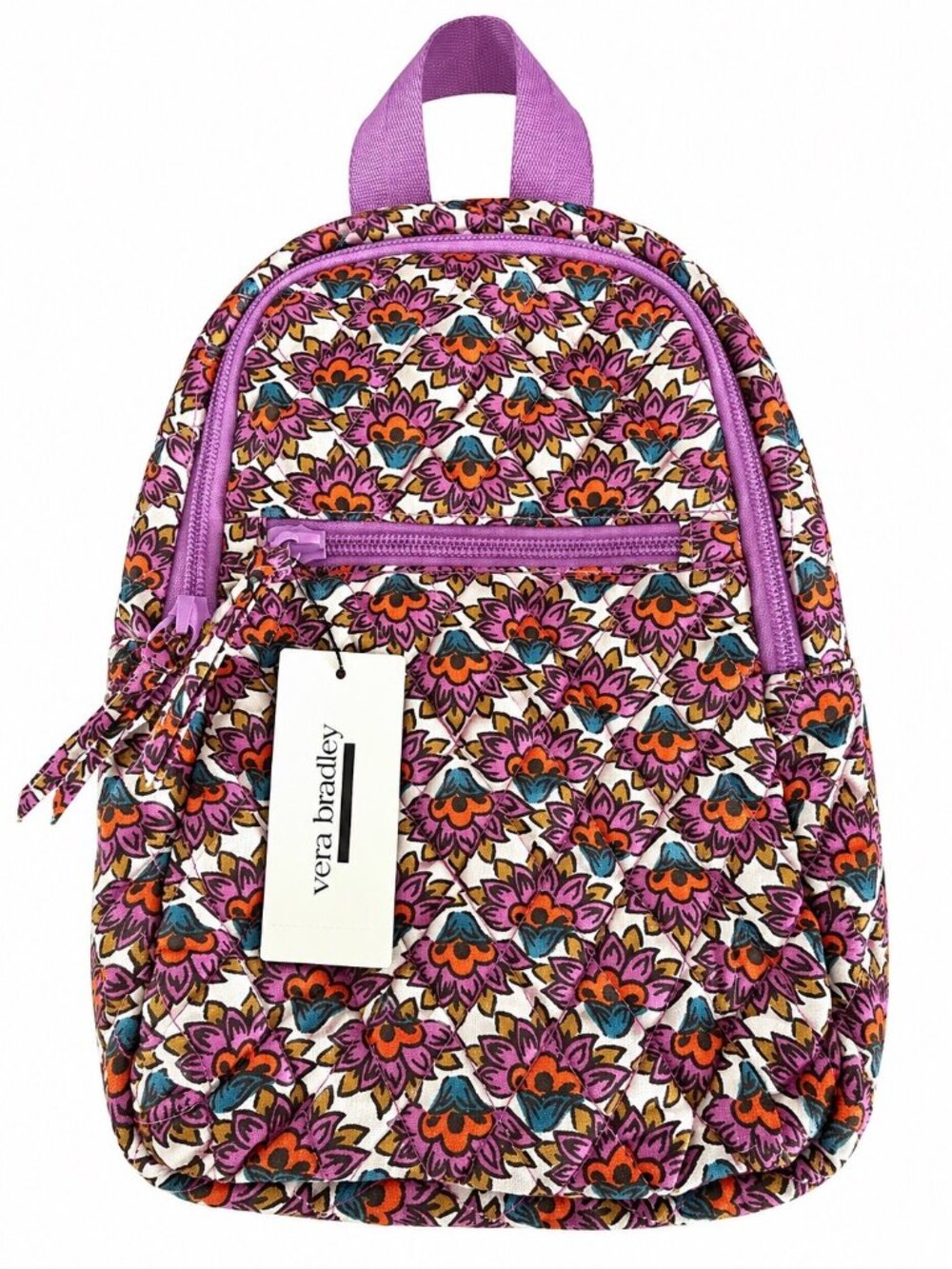 Vera Bradley Essential Sling Backpack Scaevola Fan Floral Print Purple Quilted C